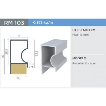 PERFIL PUXADOR ROMETAL RM-103